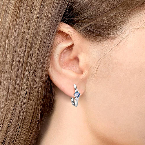49260Н Серьги из Серебра с наносапфирами, фианитами
