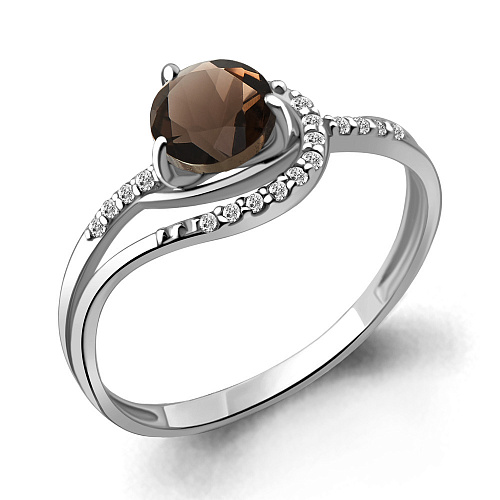 6541803А Кольцо из Серебра с гранатом, фианитами