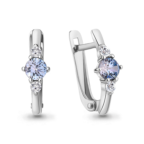 49260Н Серьги из Серебра с наносапфирами, фианитами