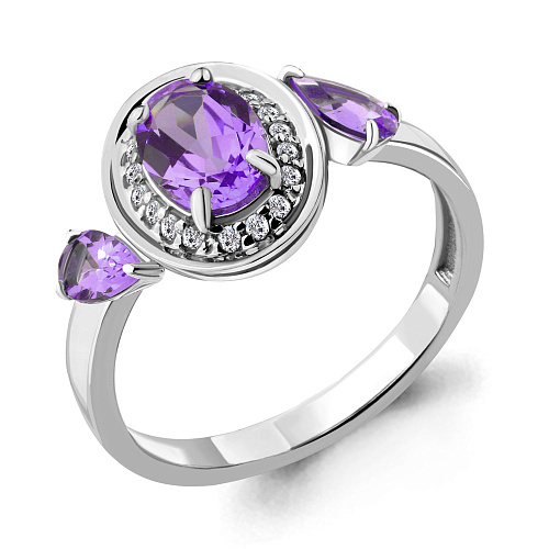 6909504А Кольцо из Серебра с аметистами, фианитами