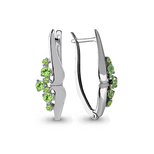 4467207 Серьги из Серебра с хризолитами из коллекции "Аура"