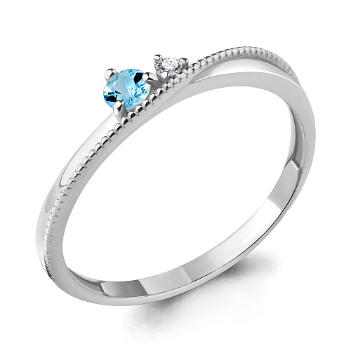 6948905 Кольцо из Серебра с топазом свисс блю, фианитом