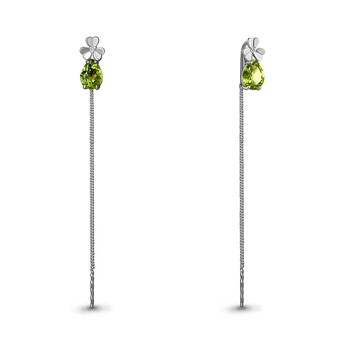 4767807 Серьги из Серебра с фианитами, хризолитами