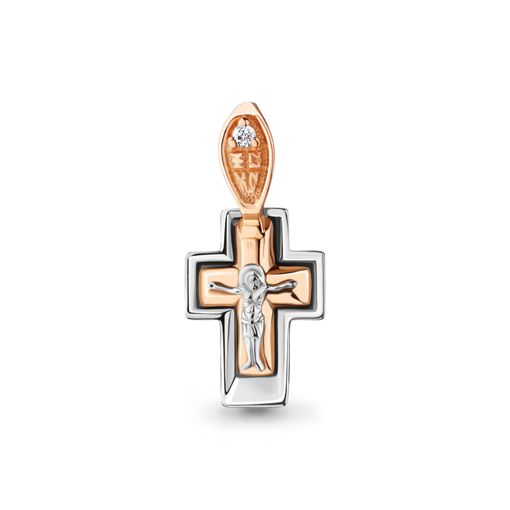 922750Ак Крест из Золота с бриллиантом из коллекции "Мой ангел"