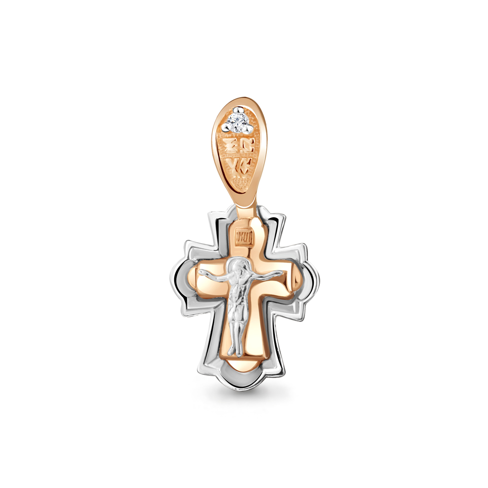 922754Ак Крест из Золота               с бриллиантом из коллекции "Мой ангел"