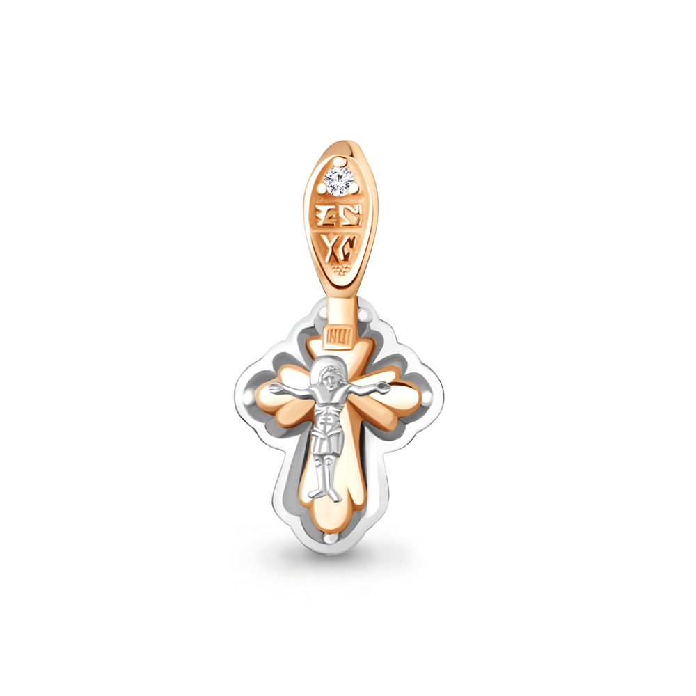 922759Ак Крест из золота с бриллиантом из коллекции "Мой ангел"